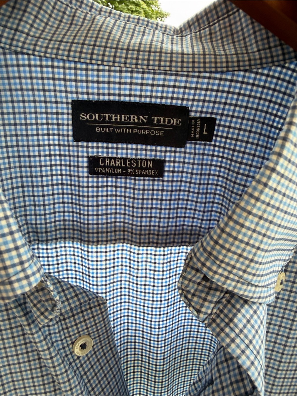 Southern Tide Light Blue Micro-Check Button-Down Shirt Large